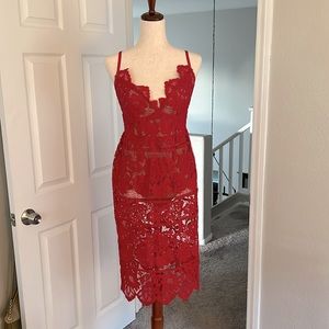 For Love & Lemons Red Lace Dress - Size M - NWT